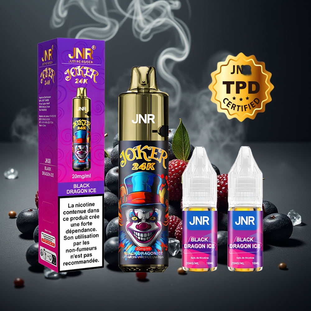 Partihandel Sverige JNR Joker 24K Puffs Svart Drake Is 2+10ml 800mAh 2%