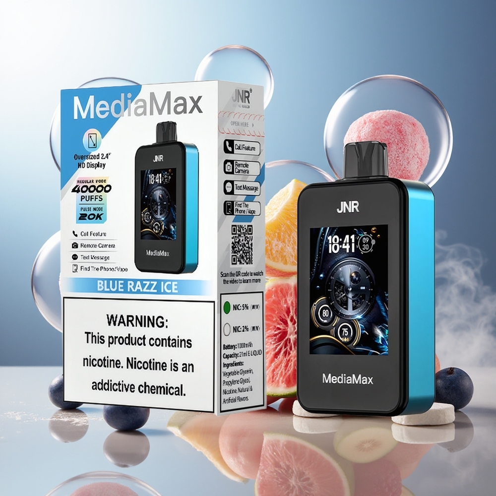 Partihandel Sverige JNR MediaMax 40000 Puffar Dual Mesh Coil Blå Hallon Is