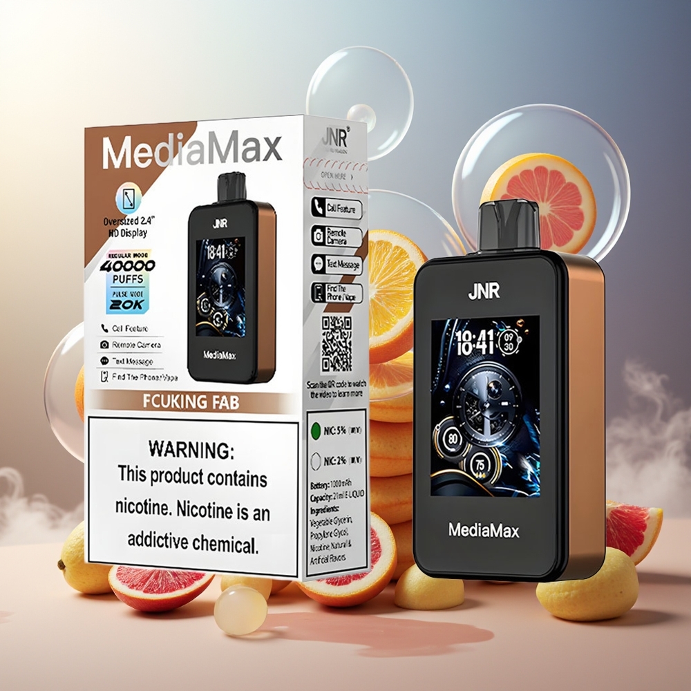 Partihandel Sverige JNR MediaMax 40000 Puffs 21mL 5% Nikotin Typ-C Snabbuppladdning Fab