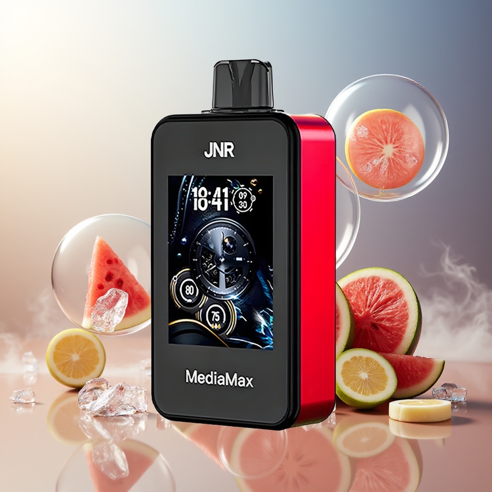 Partihandel Sverige JNR MediaMax 40000 Puffs 21mL 5% Nikotin Vattenmelon Is Type-C 2.4" Skärm