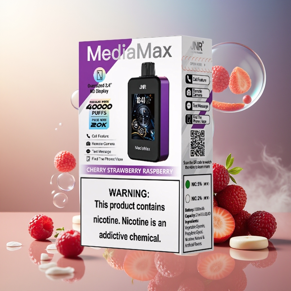 Partihandel Sverige JNR MediaMax 40000 Puffs Dual Mesh HDMI KörsbärJordgubbHallon