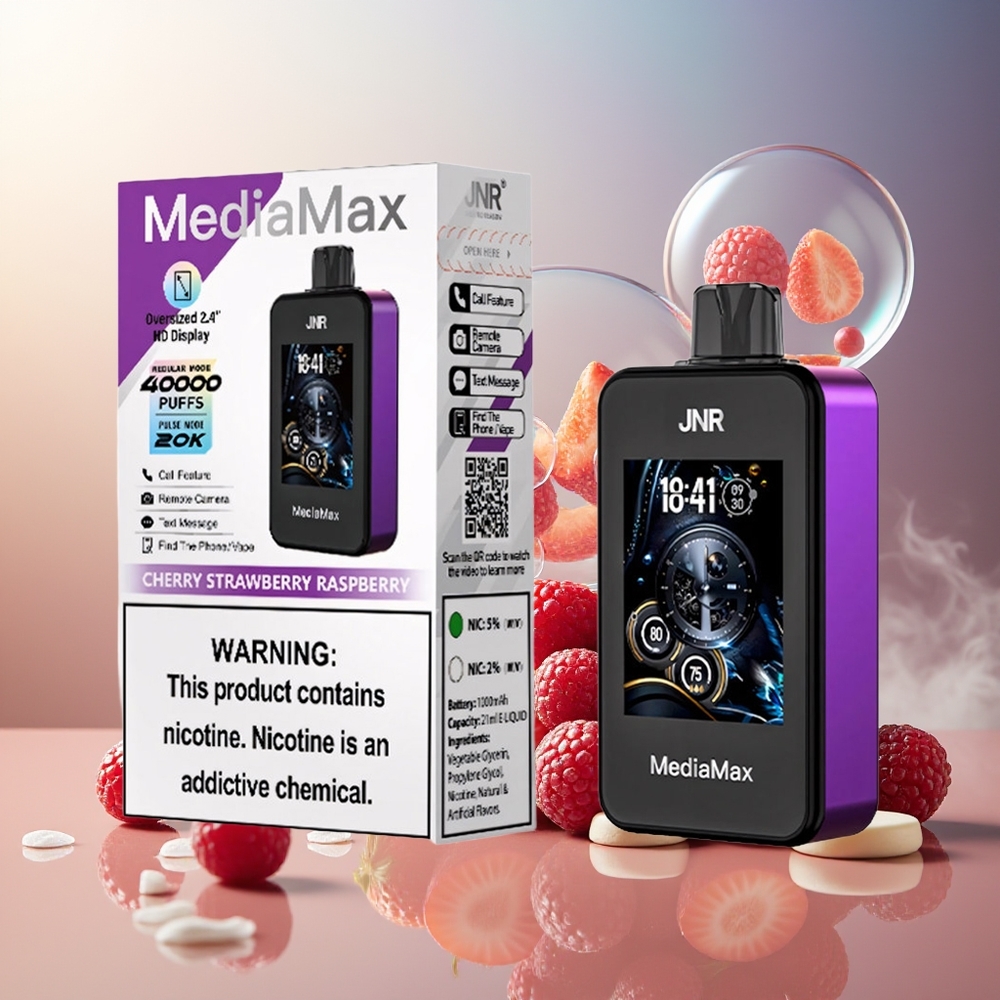 Partihandel Sverige JNR MediaMax 40000 Puffs Dual Mesh HDMI KörsbärJordgubbHallon