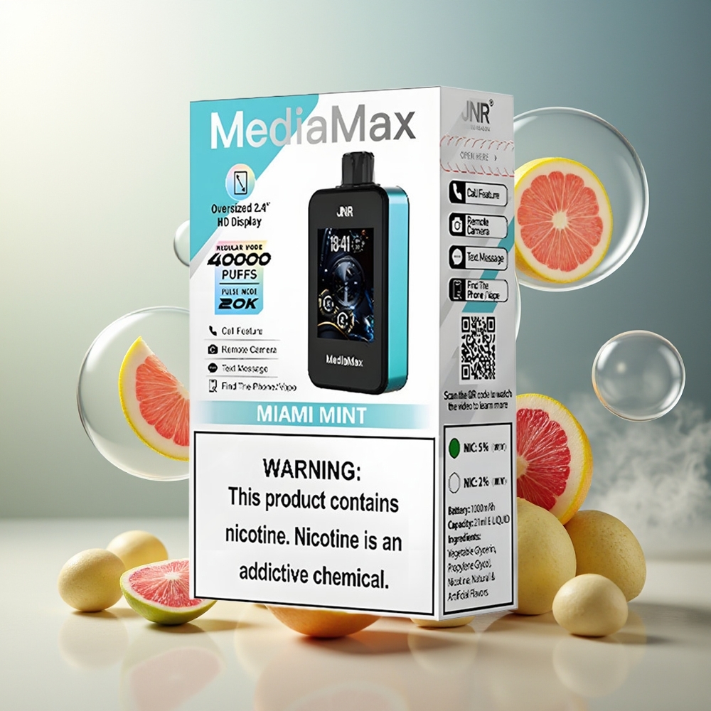 Partihandel Sverige JNR MediaMax 40000 Puffs Dual Mesh Miami Mynta 21mL 5% Type-C