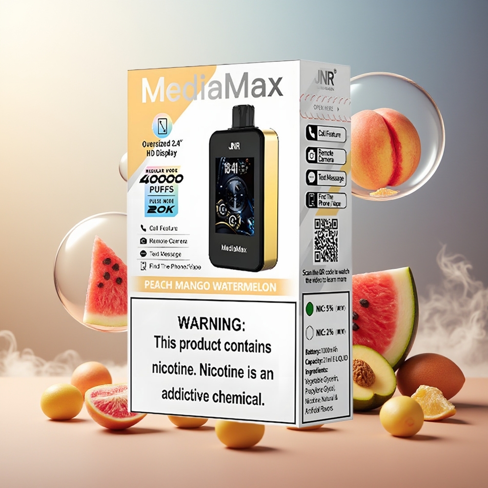 Partihandel Sverige JNR MediaMax 40000 Puffs HD Display Peach Mango Vattenmelon