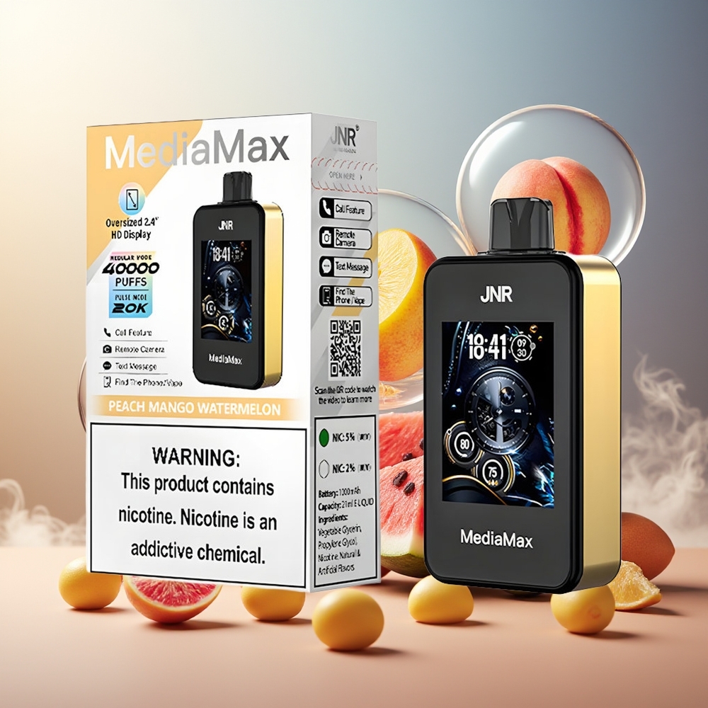 Partihandel Sverige JNR MediaMax 40000 Puffs HD Display Peach Mango Vattenmelon