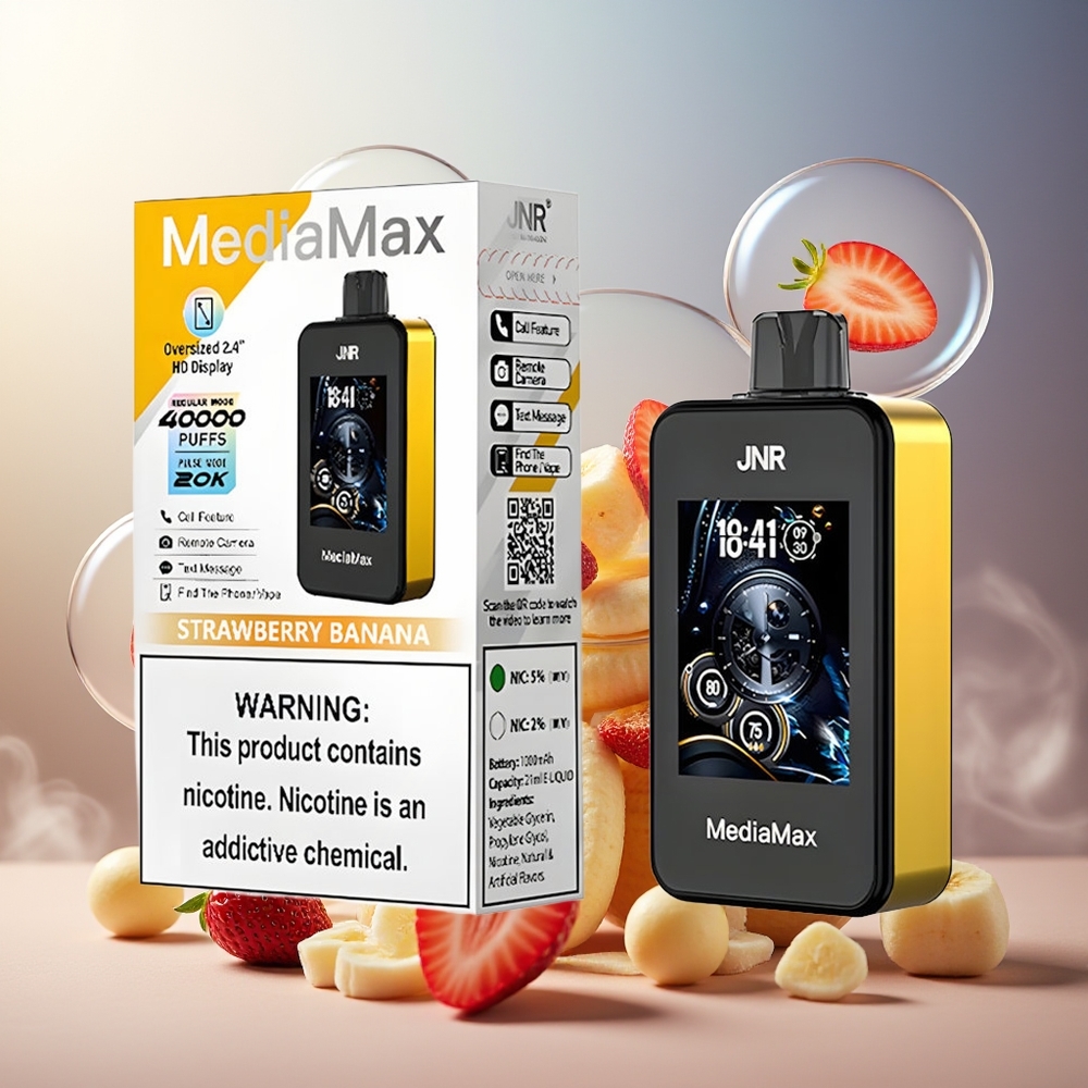 Partihandel Sverige JNR MediaMax 40000 Puffs Jordgubb Banan 21mL 5% Nicotin 1000mAh Typ-C