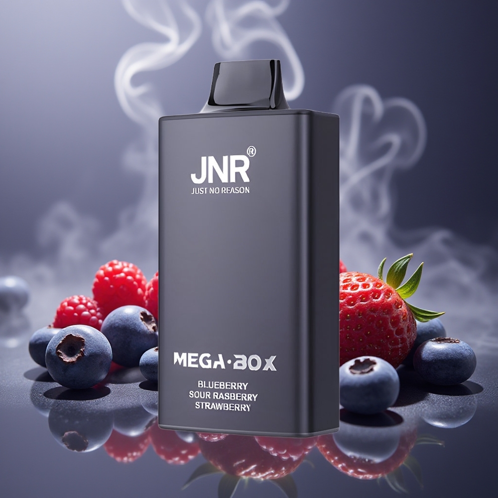 Partihandel Sverige JNR Mega Box 25000 Puffs Blåbär Sur Hallon Jordgubb 30ml Dual Mesh Type-C