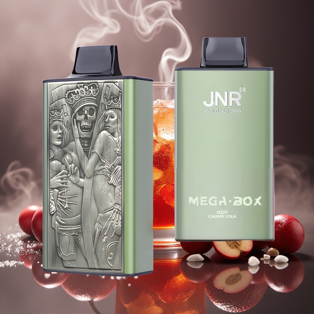Partihandel Sverige JNR Mega Box 25000 Puffs Fizzy Körsbär Cola Dual Mesh Coil 2%