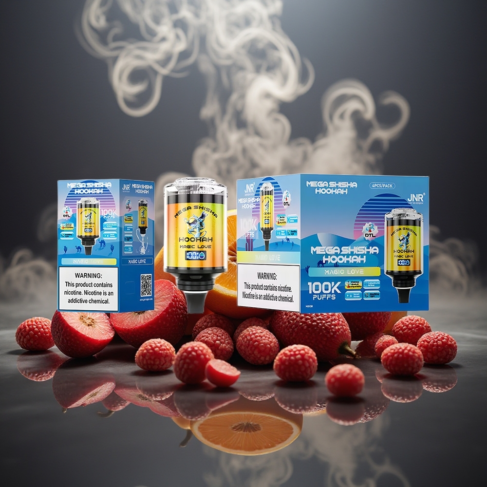 Partihandel Sverige JNR Mega Shisha Hookah 100K 2200mAh Typ-C Snabbladdning Interaktiv Skärm Justerbar Luftflöde