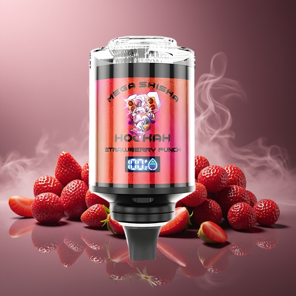 Partihandel Sverige JNR Mega Shisha Hookah 100K Skrivbordskompatibel Jordgubbspunch 2200mAh Typ-C 60ml