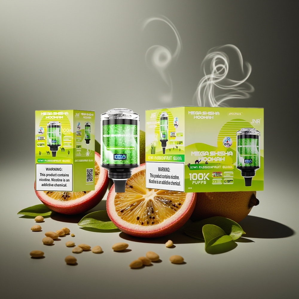 Partihandel Sverige JNR Mega Shisha Hookah 100K Skrivbordskompatibel Kiwi Passionfrukt Guava 2200mAh Typ-C 100000 puffar