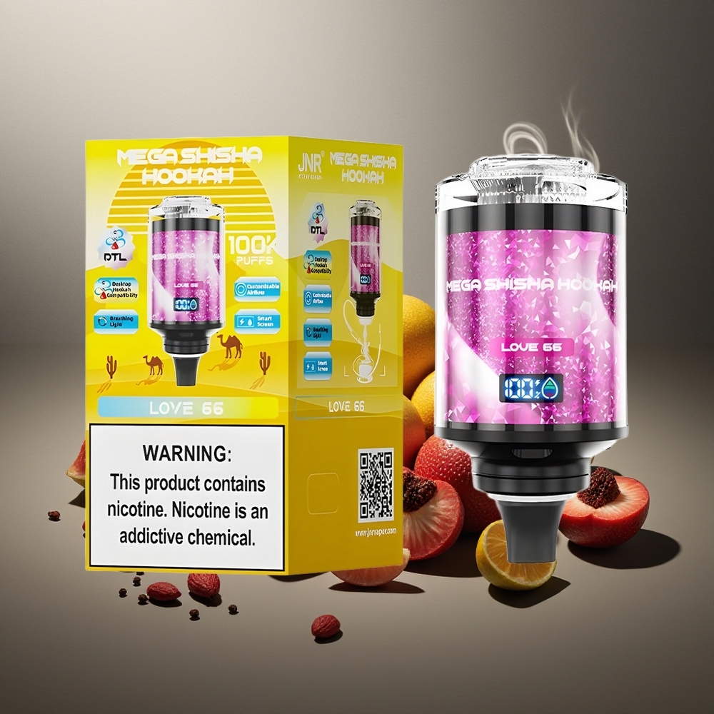 Partihandel Sverige JNR Mega Shisha Hookah 100K Skrivbordskompatibilitet 66 2200mAh Typ-C 60ml 2% Nikotin