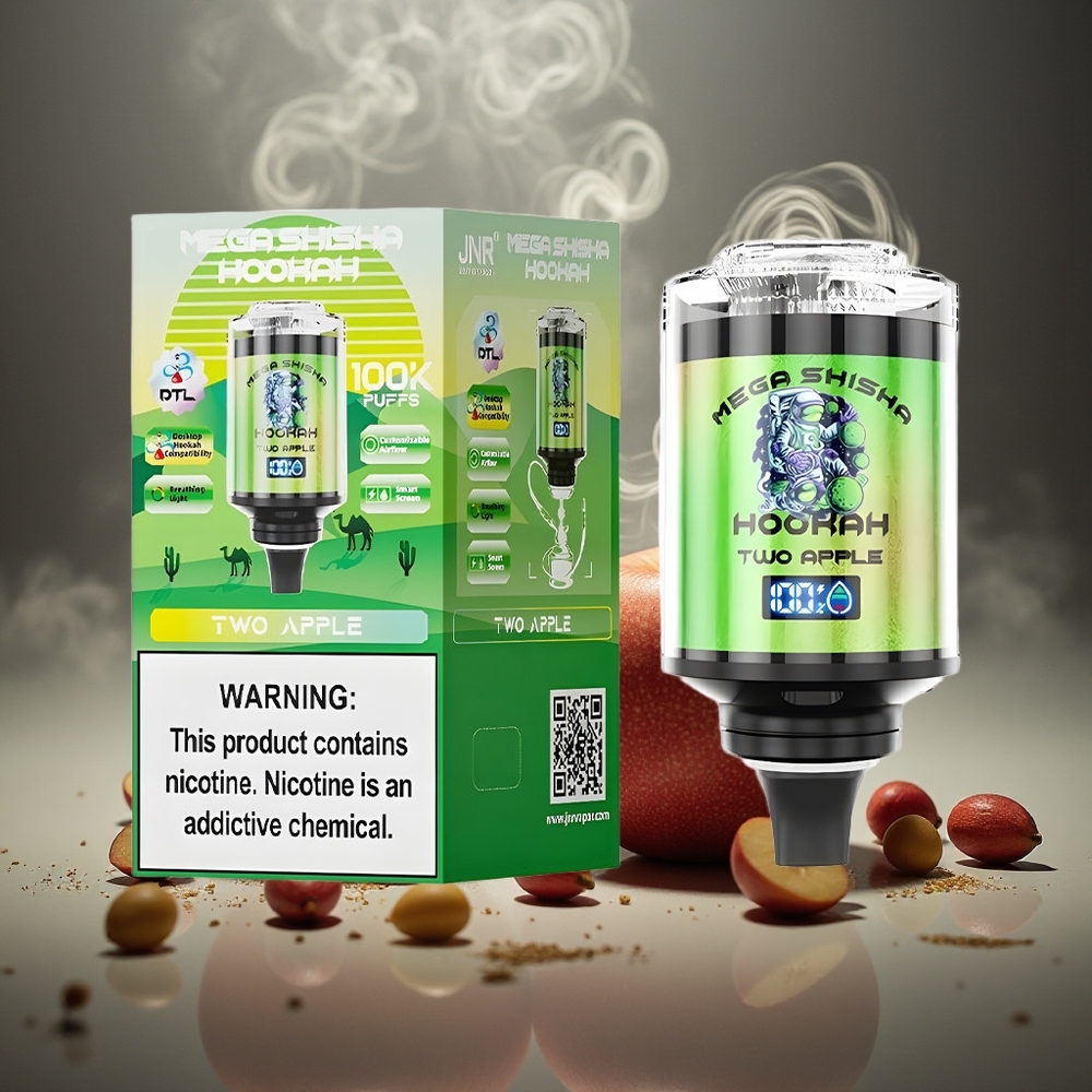 Partihandel Sverige JNR Mega Shisha Hookah Kompatibilitet Skrivbord 100K 2 Apple 100000 puffar 60ml 2200mAh