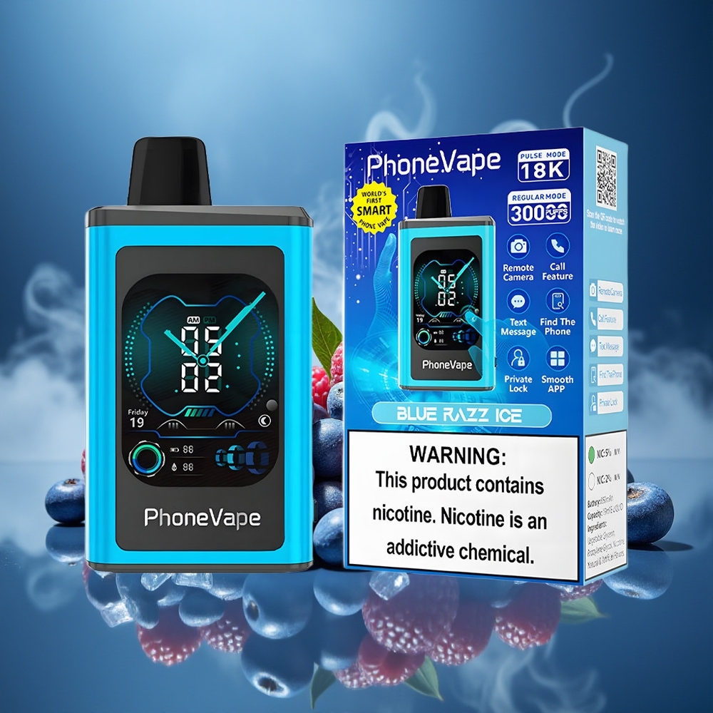 Partihandel Sverige JNR PhoneVape 30000 puffar Blå Hallon Is 850mAh Turbo Luftflöde App