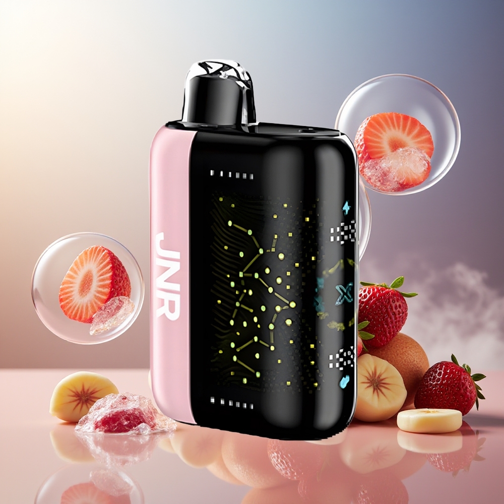 Partihandel Sverige JNR Plus-X 26000 Puffs 850mAh 28ml Jordgubb Is Dual Mesh Coil Type-C 3D Skärm