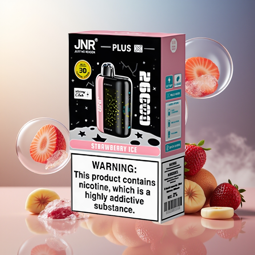 Partihandel Sverige JNR Plus-X 26000 Puffs 850mAh 28ml Jordgubb Is Dual Mesh Coil Type-C 3D Skärm