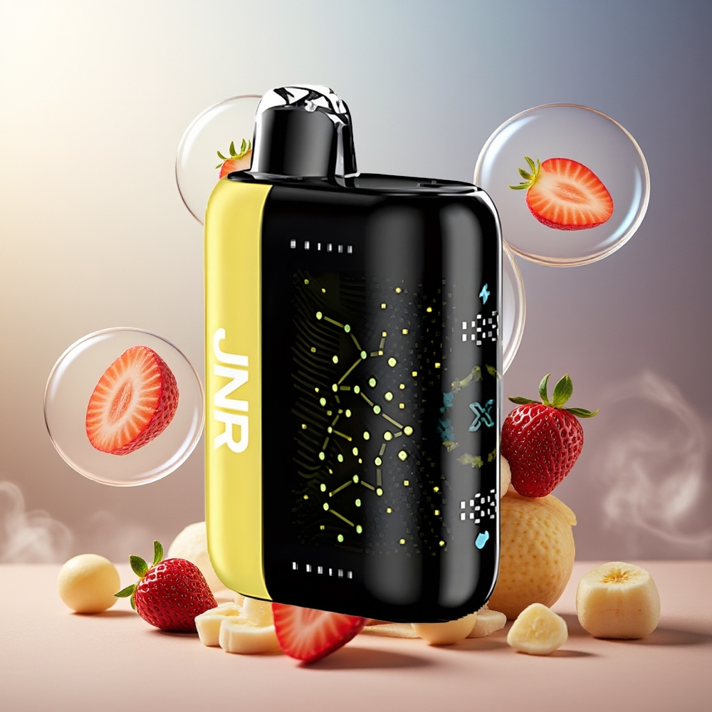 Partihandel Sverige JNR Plus-X 26000 Puffs Jordgubb Banan 850mAh 28ml 2% Dual Mesh Type-C 3D Skärm