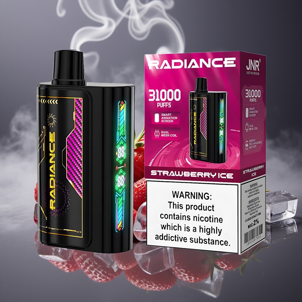 Partihandel Sverige JNR Radiance 31000 Puffs Engångs Vape Jordgubb Is 28ml Dual Mesh 950mAh 2%