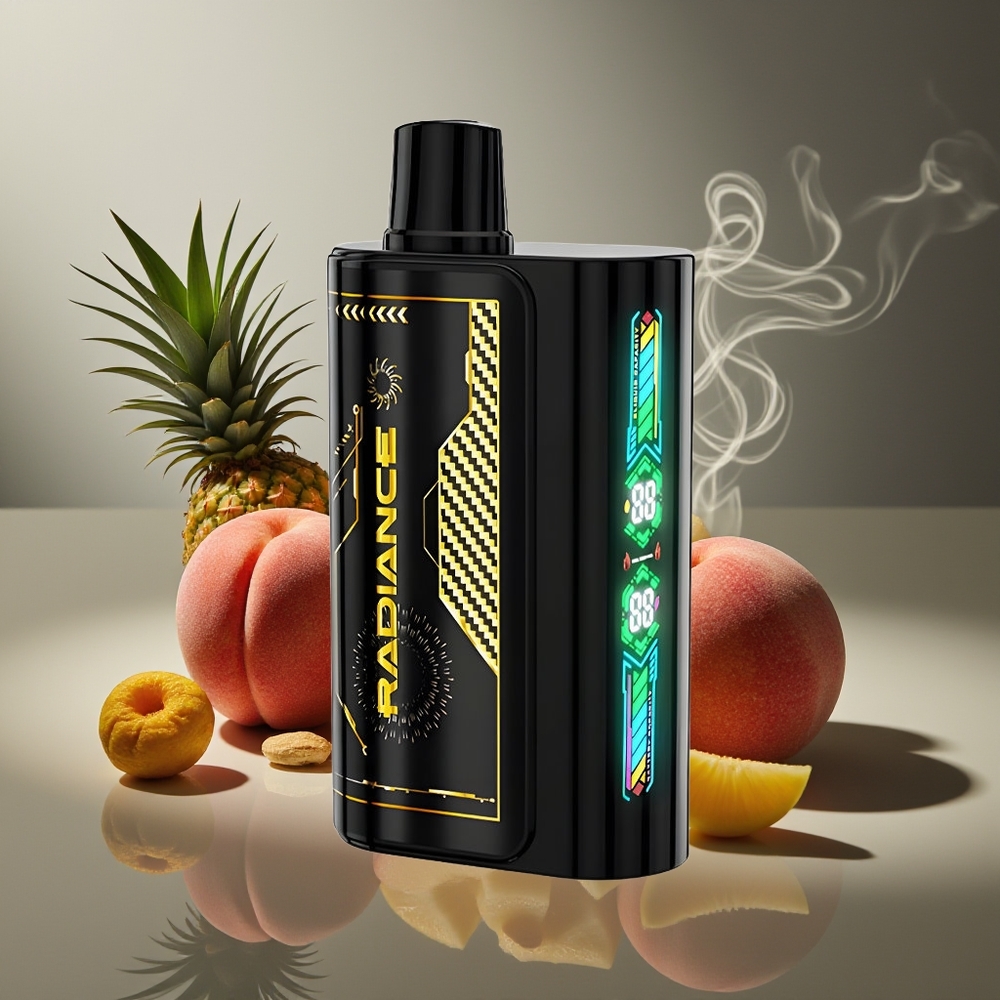 Partihandel Sverige JNR Radiance 31000 Puffs Fleranvändbar E-cigarett Persika Mango Ananas 28ml Dual Mesh Coil 2% Nikotin