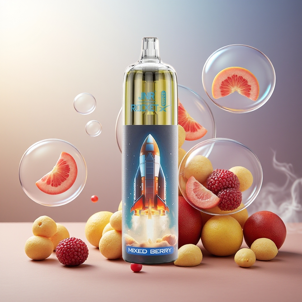Partihandel Sverige JNR Rocket-X 12400 Puffs Blandade Bär Justerbar Luftflöde RGB 1.2ohm Mesh Coil 850mAh 25ml Type-C