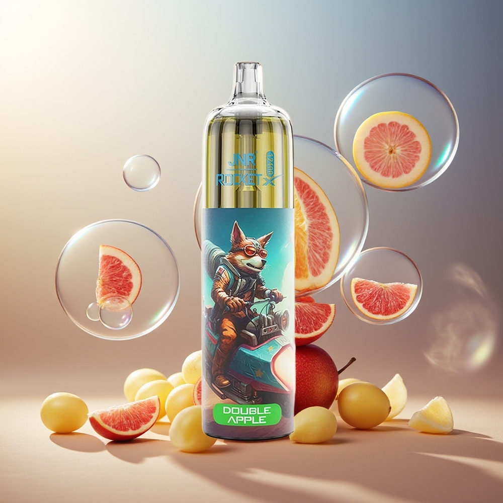 Partihandel Sverige JNR Rocket-X 12400 Puffs Dubbel Äpple Justerbar Luftflöde RGB 1.2ohm Mesh 850mAh Typ-C