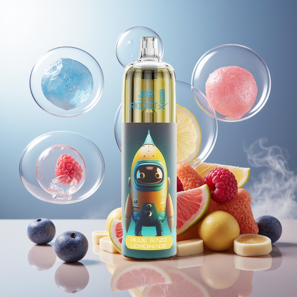 Partihandel Sverige JNR Rocket-X 12400 Puffs Engångs Vape Blå Hallon Lemonad Justerbar Luftflöde RGB 1.2ohm Mesh
