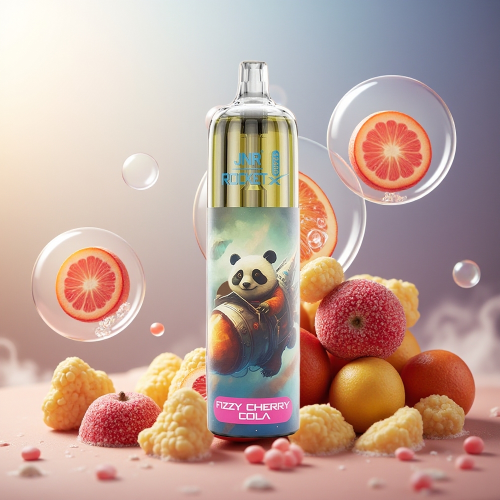 Partihandel Sverige JNR Rocket-X 12400 Puffs Justerbar Luftflöde RGB Ljus 1.2ohm Mesh Coil Typ-C Laddning Fizzy Körsbär Cola
