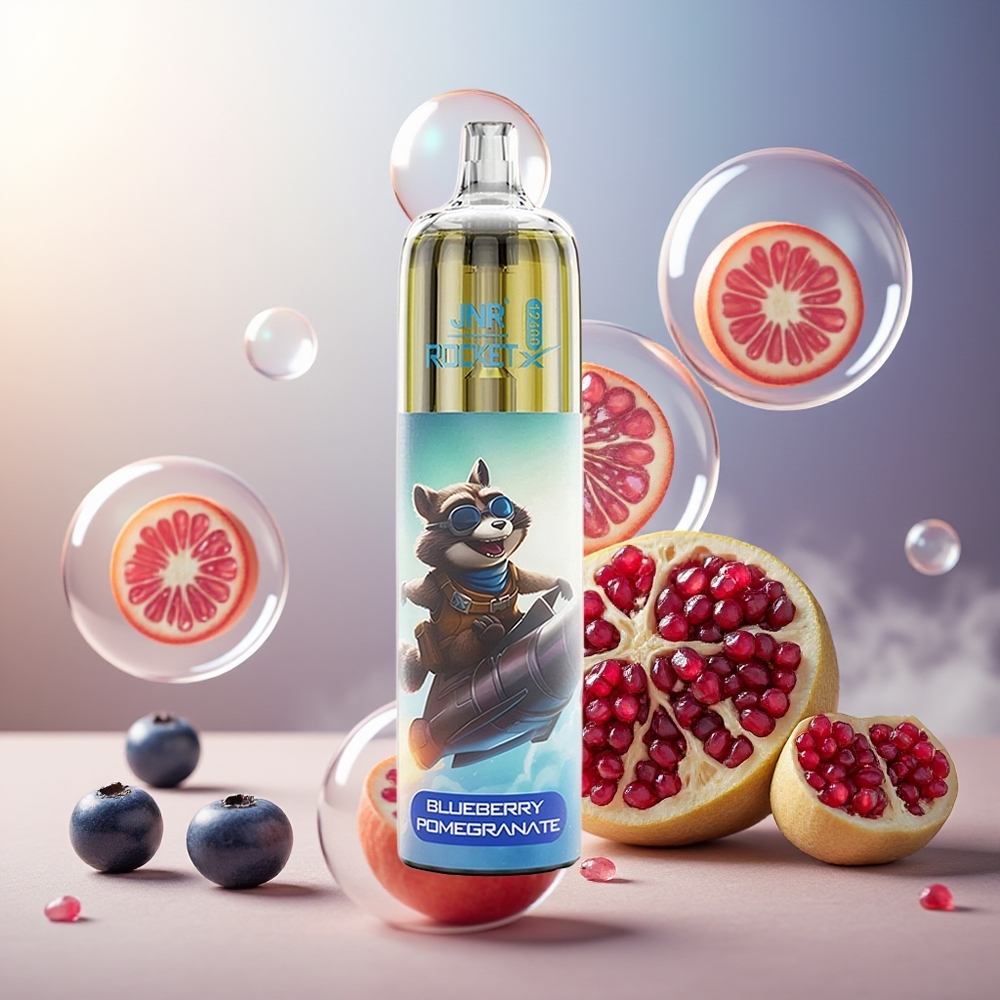 Partihandel Sverige JNR Rocket-X 12400 Puffs RGB Justerbar Luftflöde Blåbär Granatäpple