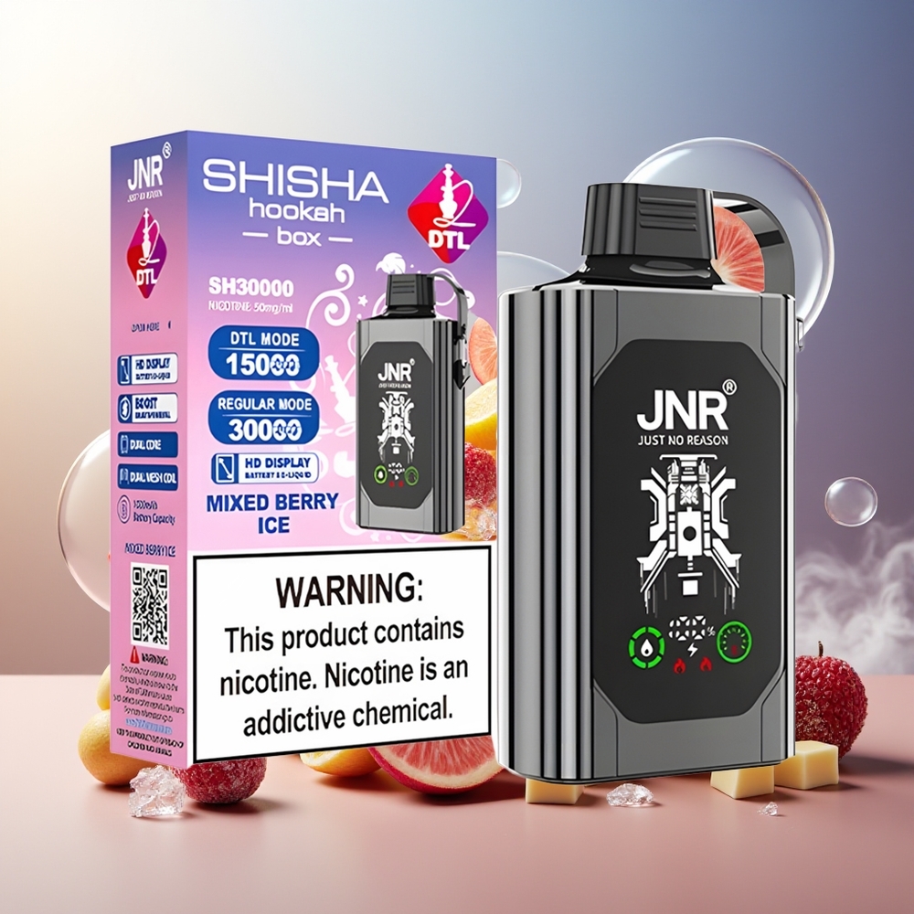 Partihandel Sverige JNR Shisha Hookah Box 20500 Blandade Bär Is HD Display 1000mAh 25ml Dual Mesh Coil Type-C 0% 2% 5%