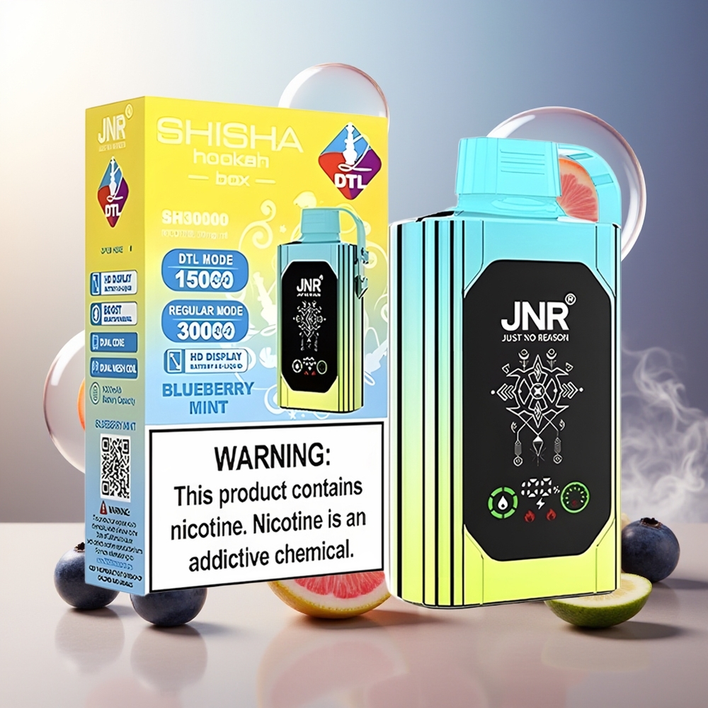 Partihandel Sverige JNR Shisha Hookah Box 20500 Puffs 25ml 1000mAh Dual Mesh Coil Blåbär Mynta