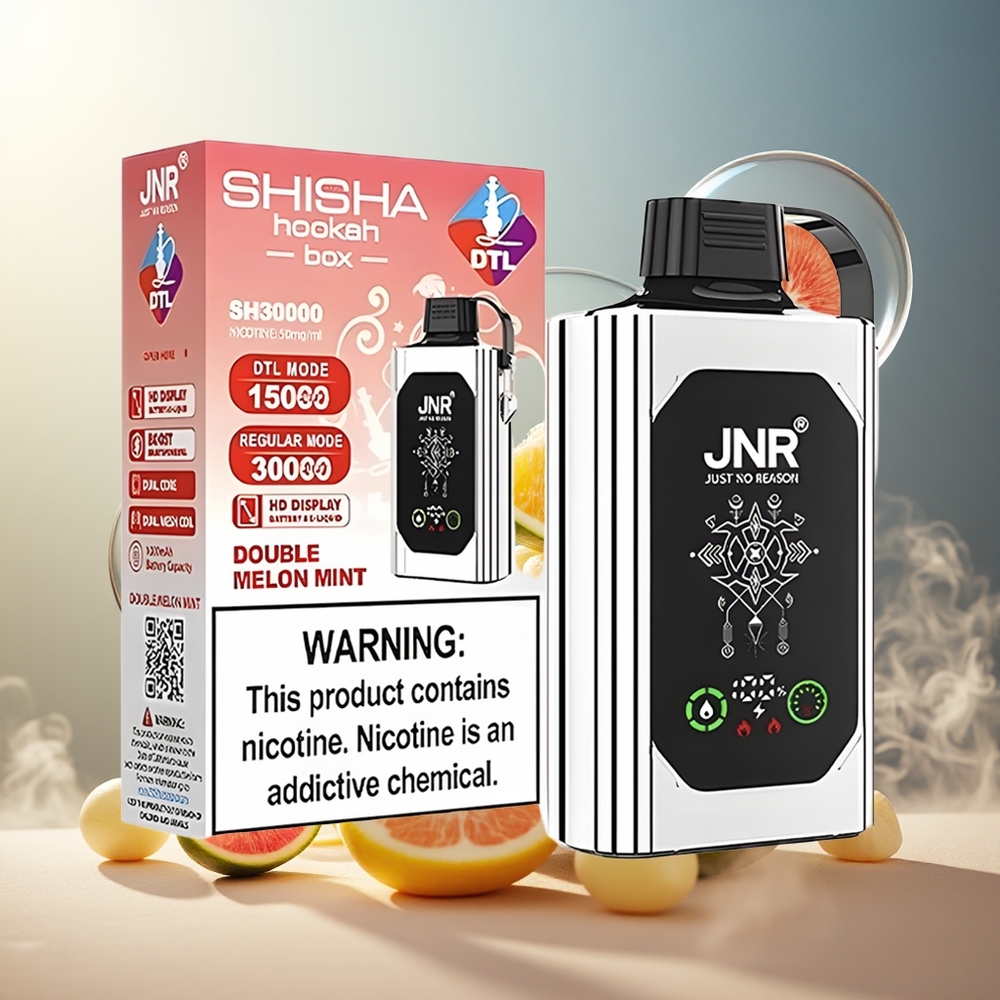 Partihandel Sverige JNR Shisha Hookah Box 20500 Puffs Dubbel Melon Mint HD Display 1000mAh Type-C
