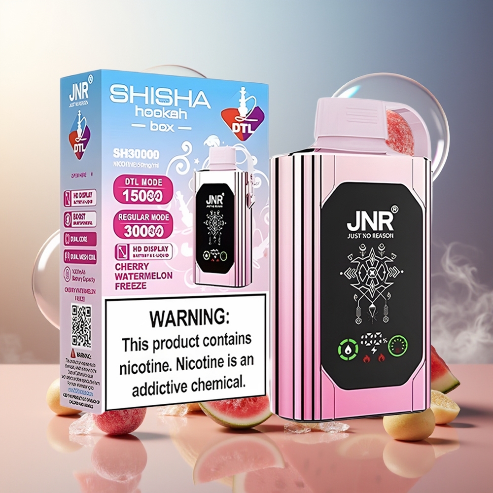 Partihandel Sverige JNR Shisha Hookah Box 20500 Puffs HD Display 1000mAh Type-C Dual Mesh Körsbär Vattenmelon Frys