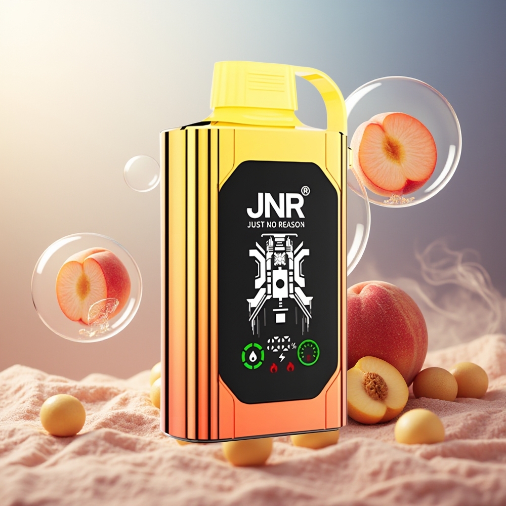 Partihandel Sverige JNR Shisha Hookah Box 20500 Puffs HD Display 25ml Saftiga Persikor Dual Mesh Coil Type-C