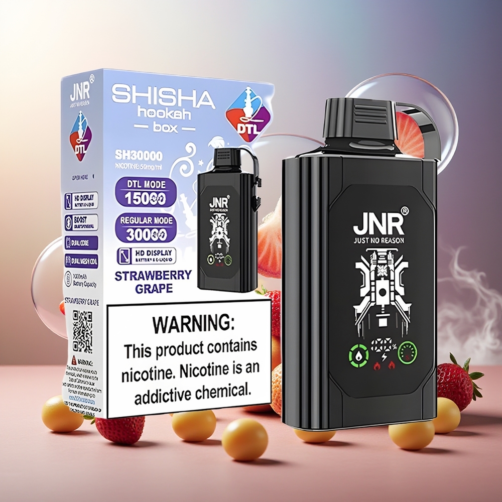 Partihandel Sverige JNR Shisha Hookah Box 20500 Puffs Jordgubb Druva Display HD 1000mAh 25ml Dual Mesh Type-C 0% 2% 5%