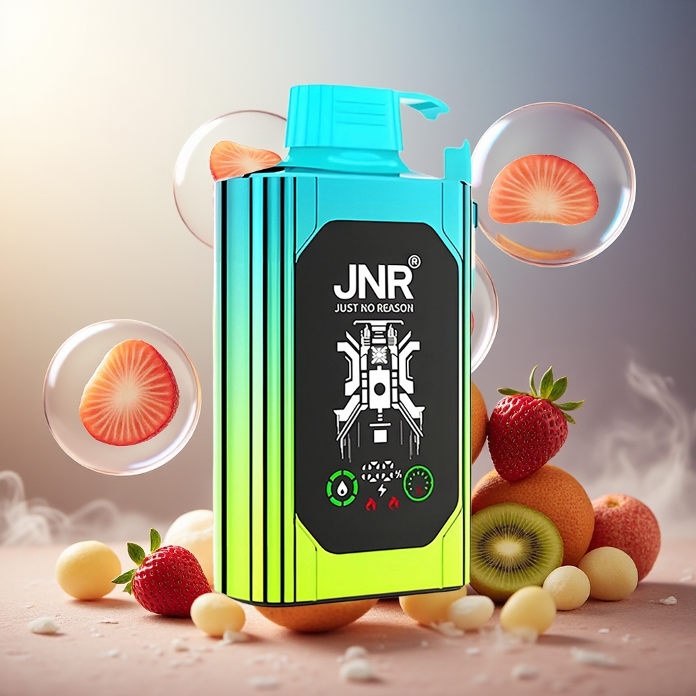 Partihandel Sverige JNR Shisha Hookah Box 20500 Puffs Jordgubb Kiwi HD Display 1000mAh 25ml Dual Mesh Coil Type-C