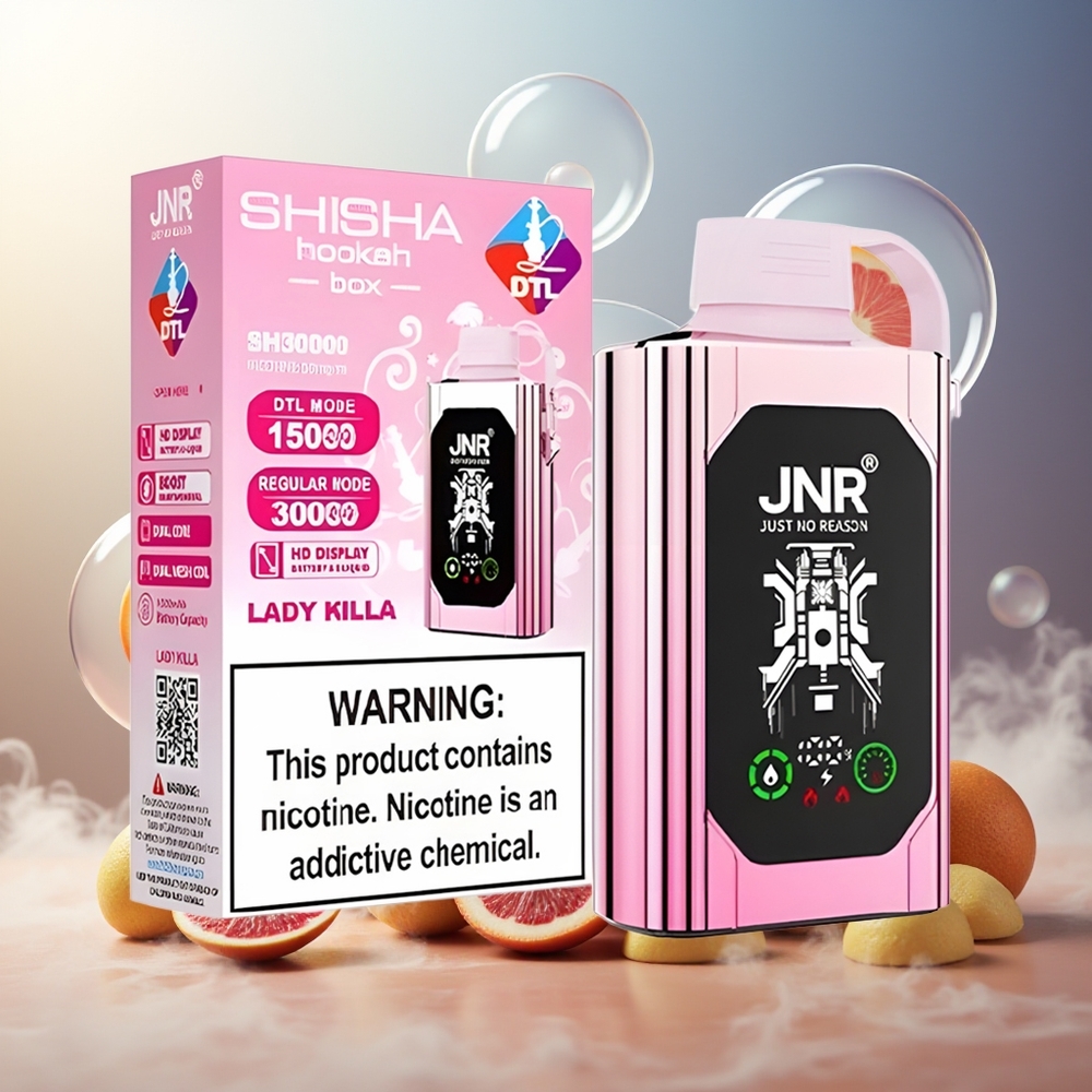 Partihandel Sverige JNR Shisha Hookah Box 20500 Puffs Lady Killa 25ml Dual Mesh Coil Type-C 1000mAh HD Display