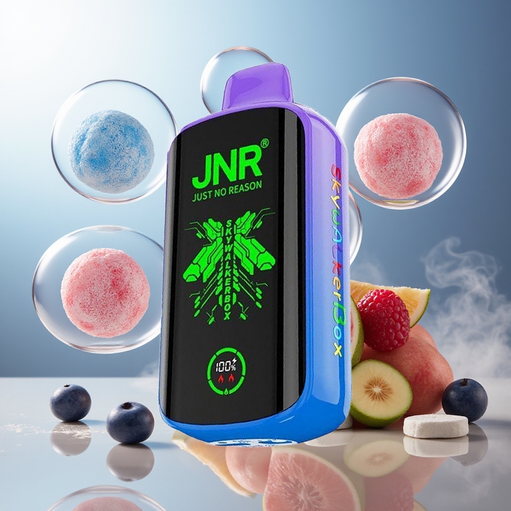 Partihandel Sverige JNR Skywalker Box 21000 Puffs Blå Hallon Is 850mAh 25ml Dual Mesh Coil Type-C