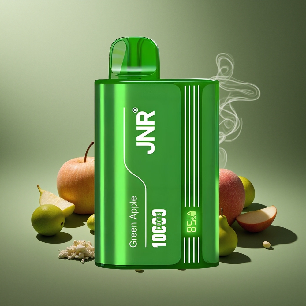 Partihandel Sverige JNR Tank 10000 Puffs Dual Mesh Coil Gröna Äpple Persika Päron