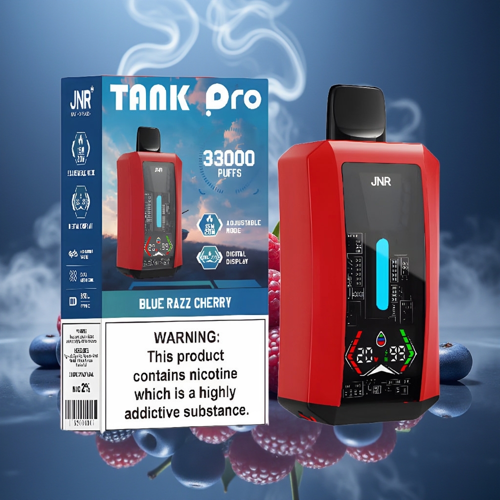 Partihandel Sverige JNR Tank Pro 33000 Drag Digital Display Dual Mesh Blå Hallon Körsbär