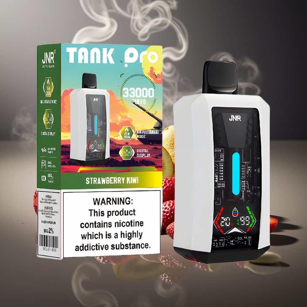 Partihandel Sverige JNR Tank Pro 33000 Puffs 28ml Digital Display Dual Mesh Jordgubb Kiwi
