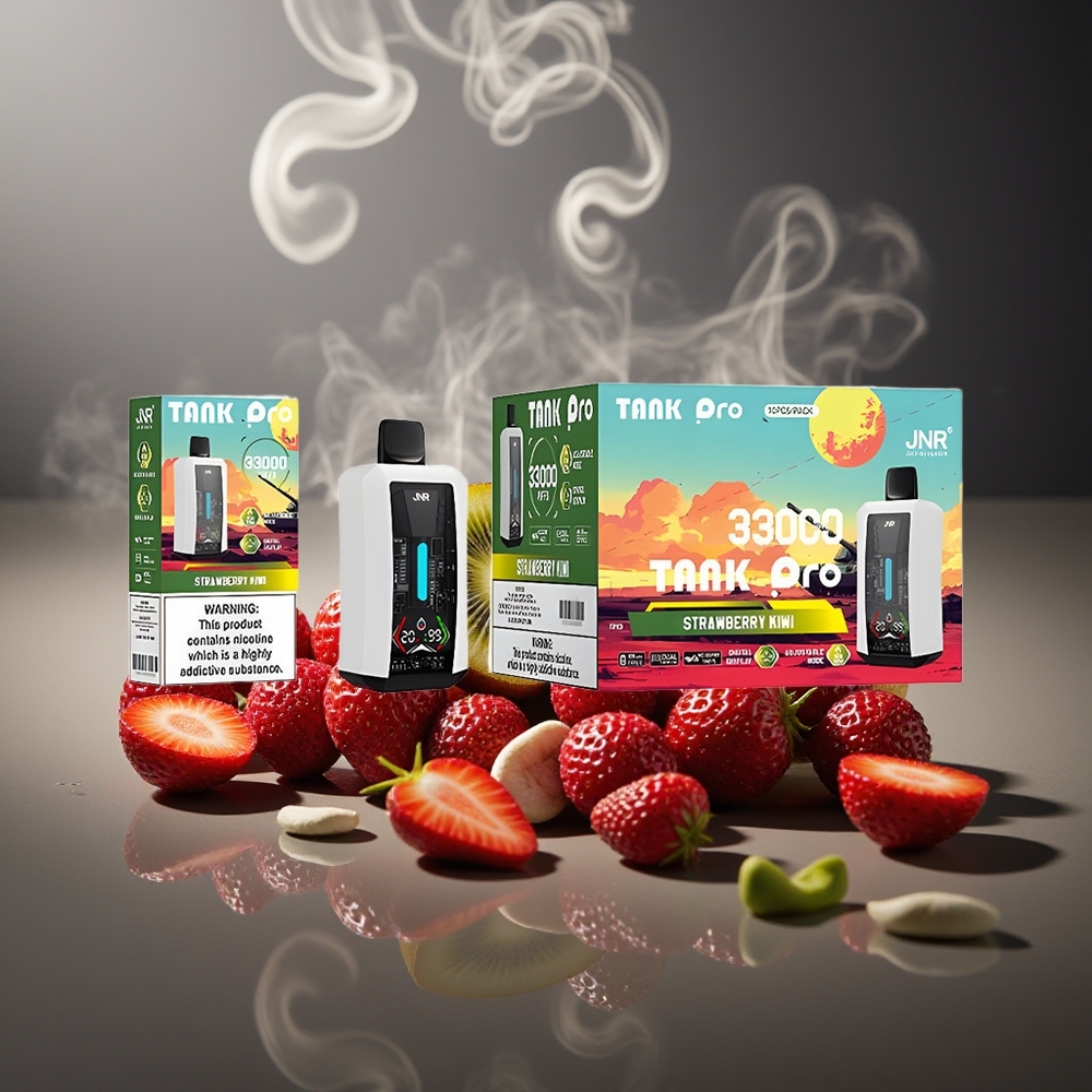 Partihandel Sverige JNR Tank Pro 33000 Puffs 28ml Digital Display Dual Mesh Jordgubb Kiwi