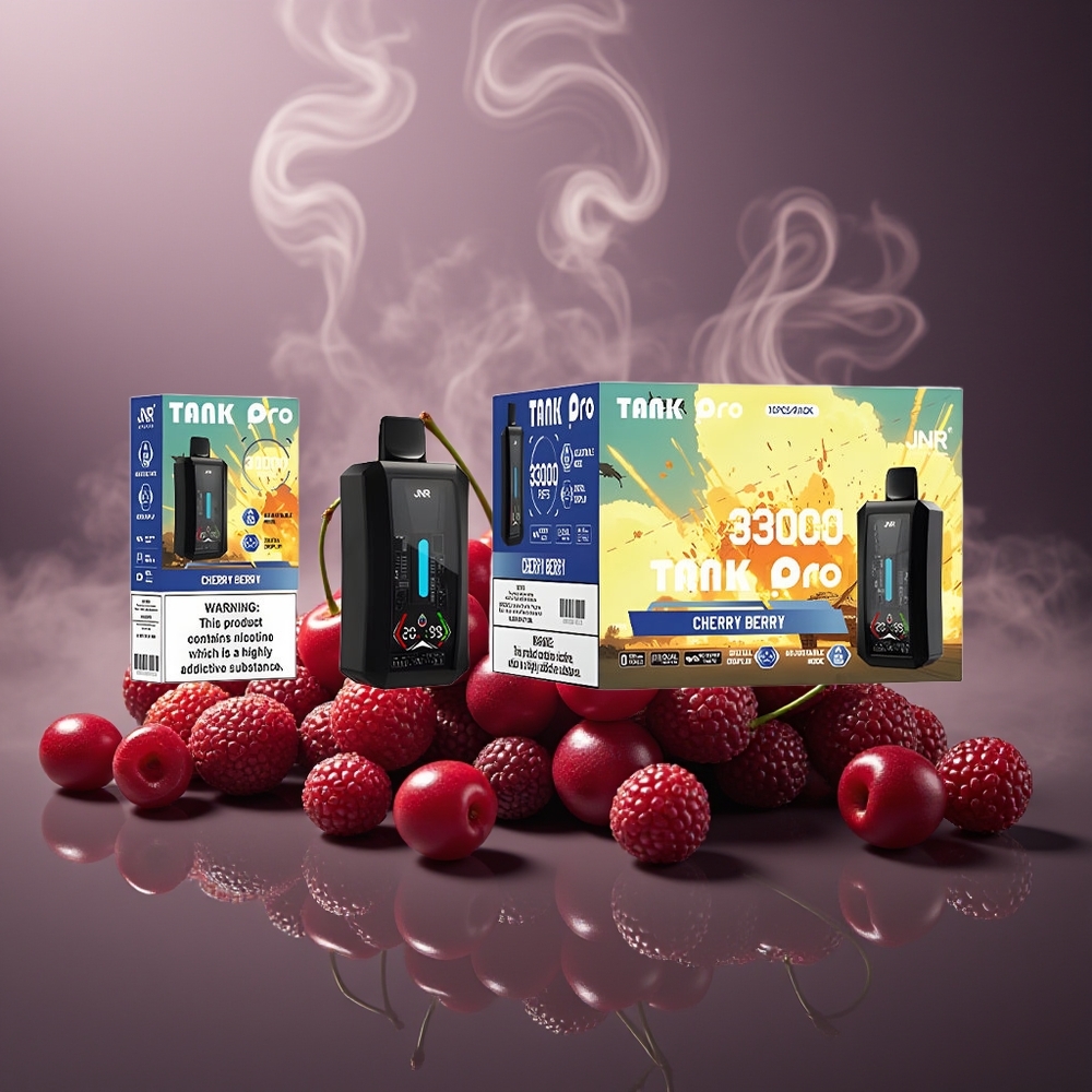 Partihandel Sverige JNR Tank Pro 33000 Puffs Digital Display Dual Mesh Körsbär Bär