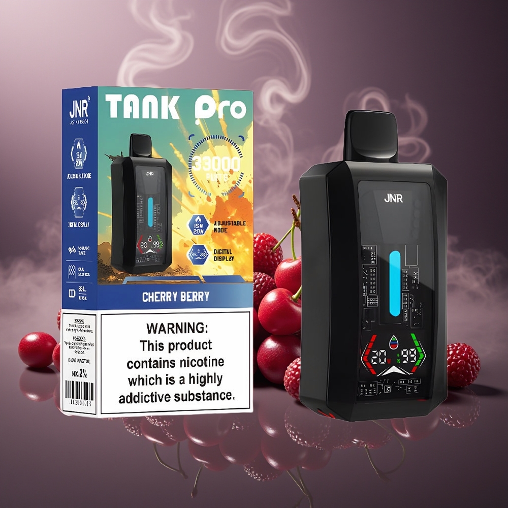 Partihandel Sverige JNR Tank Pro 33000 Puffs Digital Display Dual Mesh Körsbär Bär
