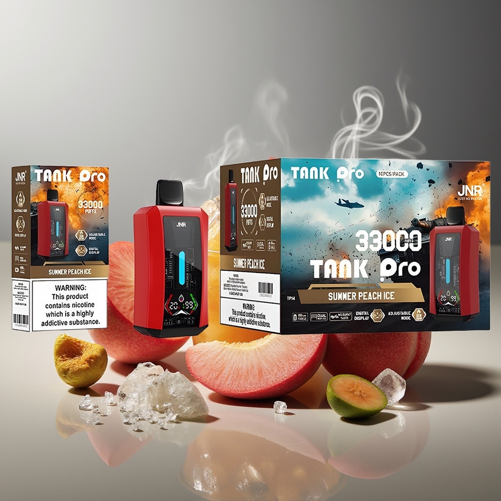 Partihandel Sverige JNR Tank Pro 33000 Puffs Digital Dual Mesh Sommar Persika Is