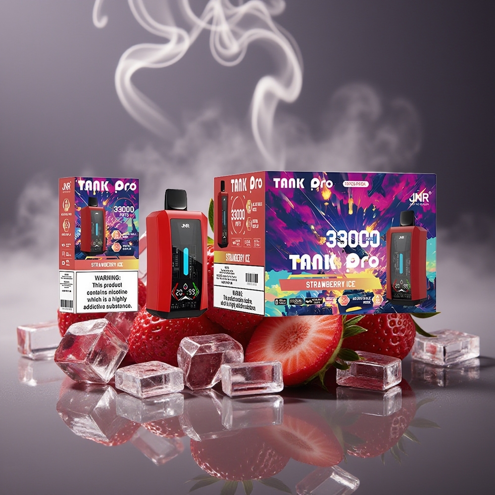 Partihandel Sverige JNR Tank Pro 33000 Puffs Engångs E-Cigg Jordgubb Is Digital Display Dual Mesh Coil