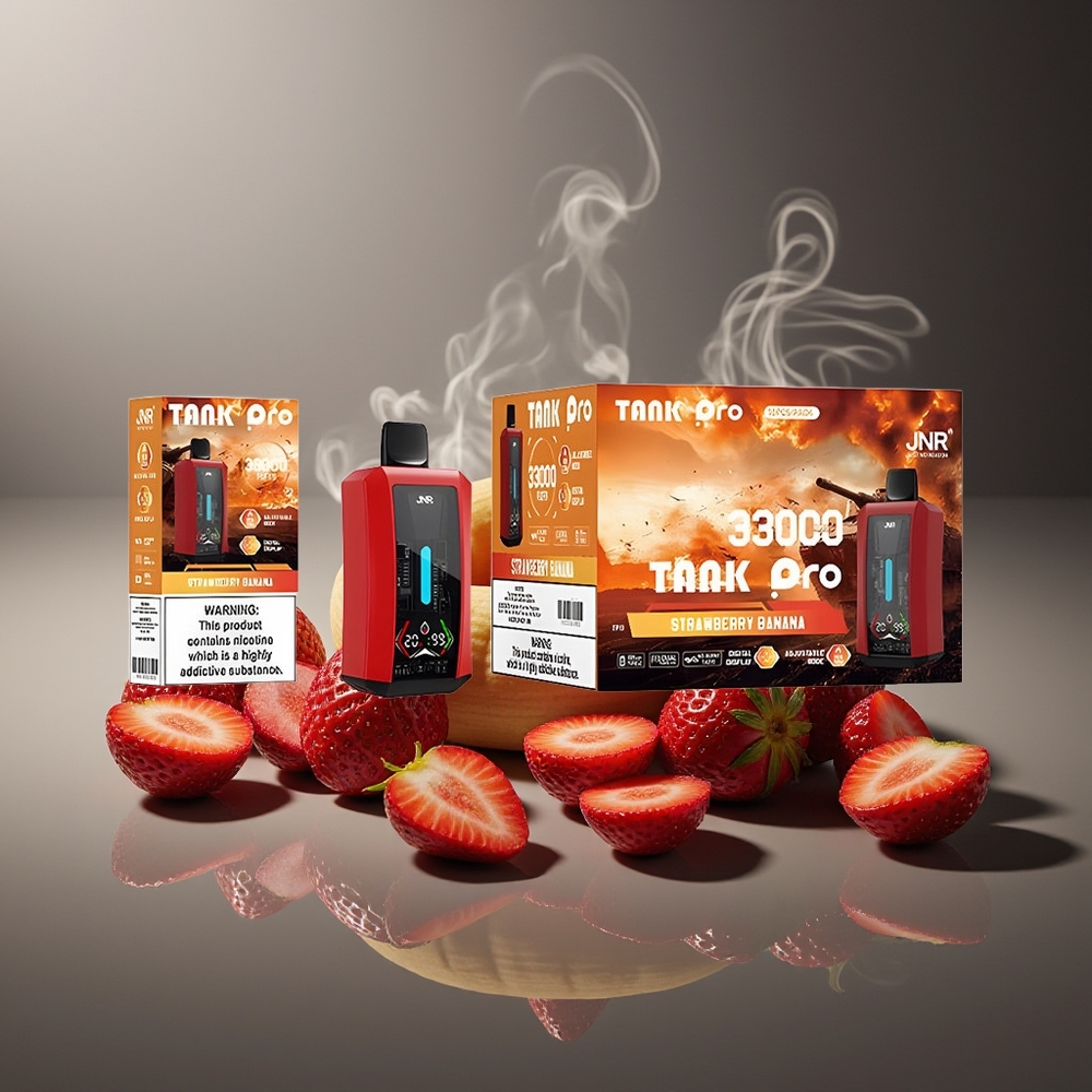 Partihandel Sverige JNR Tank Pro 33000 Puffs Engångs Vape Jordgubb Banan Digital Display Dual Mesh