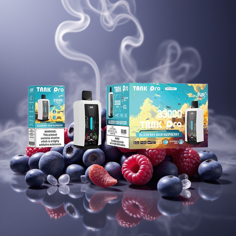 Partihandel Sverige JNR Tank Pro 33000 Puffs Engångsvape Blåbär Sur Hallon Dual Mesh Coil 15W/20W