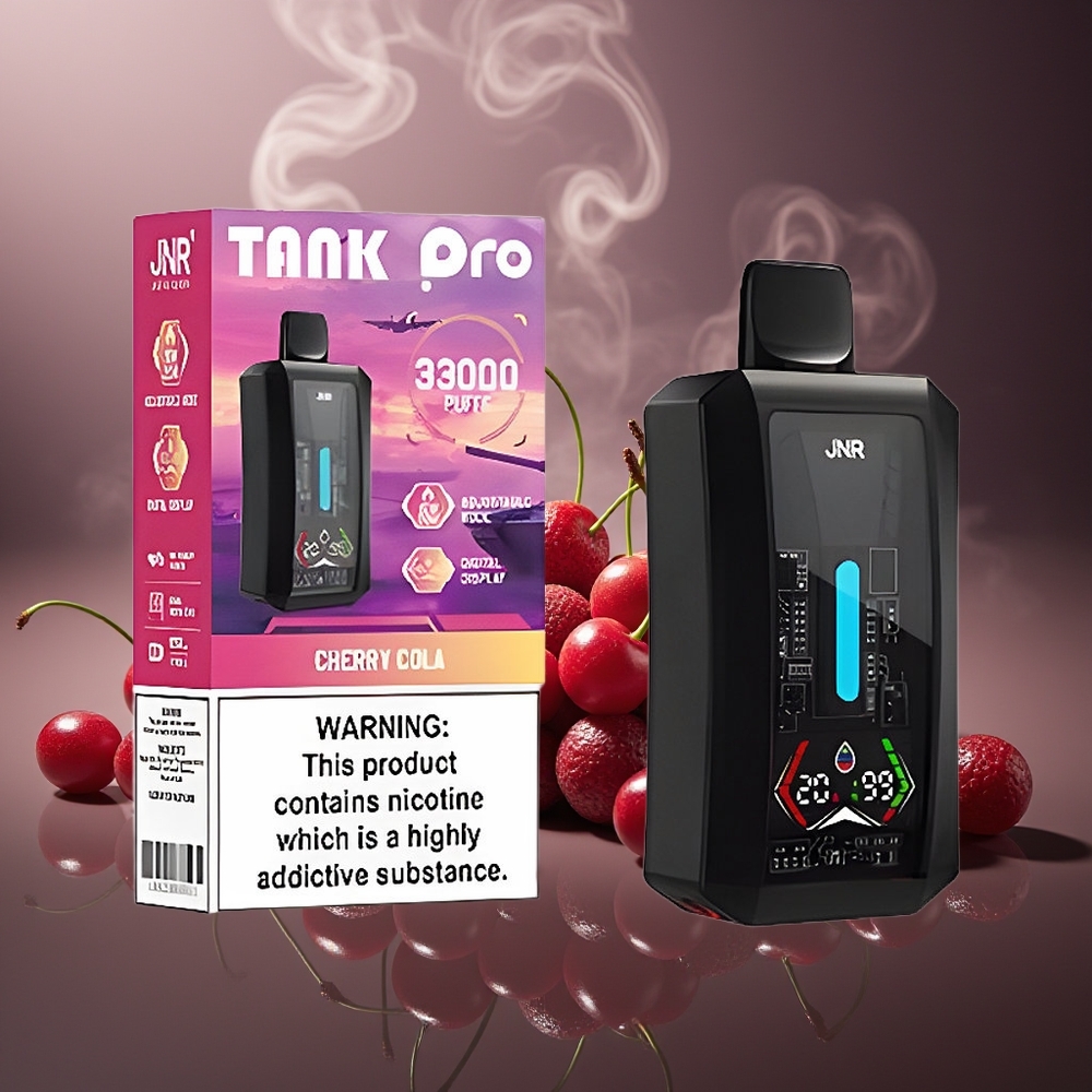 Partihandel Sverige JNR Tank Pro 33000 Puffs Engångsvape Körsbärskola Digital Display Dual Mesh