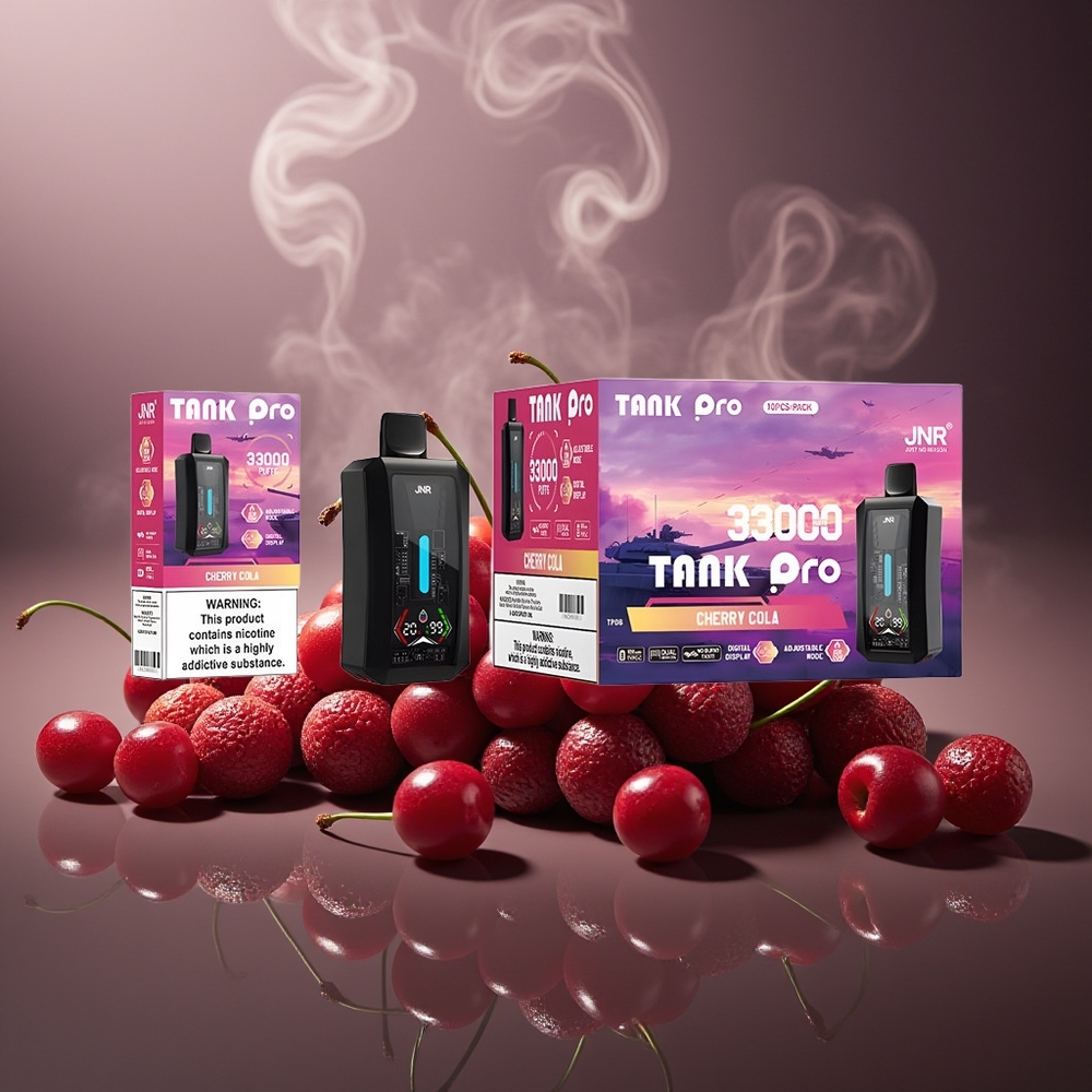 Partihandel Sverige JNR Tank Pro 33000 Puffs Engångsvape Körsbärskola Digital Display Dual Mesh