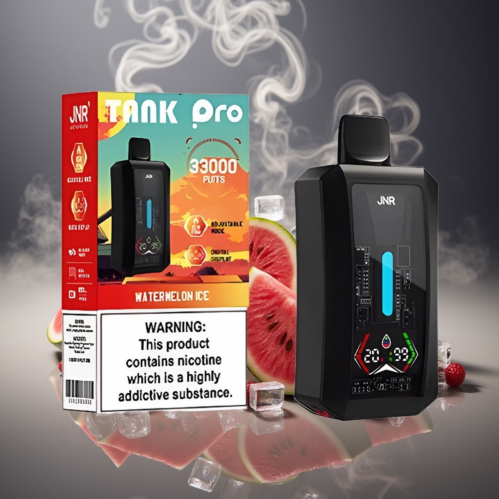 Partihandel Sverige JNR Tank Pro 33000 Puffs Vattenmelon Is Digital Display Dual Mesh Coil